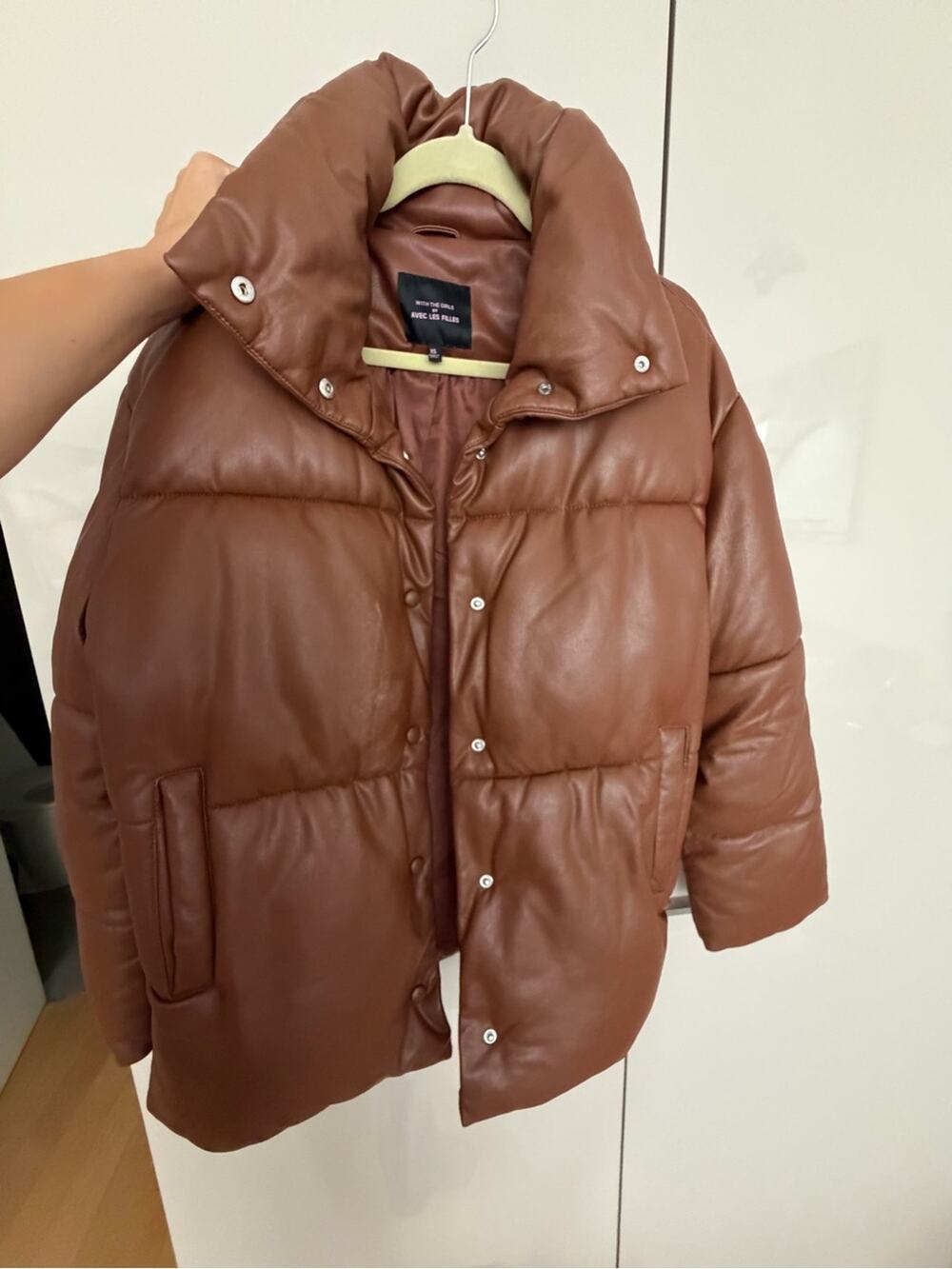 🗽🩶Avec Les Filles Oversized Faux-Leather Puffer Coat